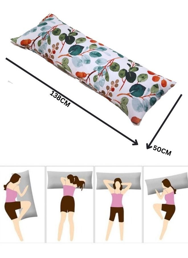 LUNA Home - 1 Piece Long Body Pillow Case Green Leaves Design - Image 1