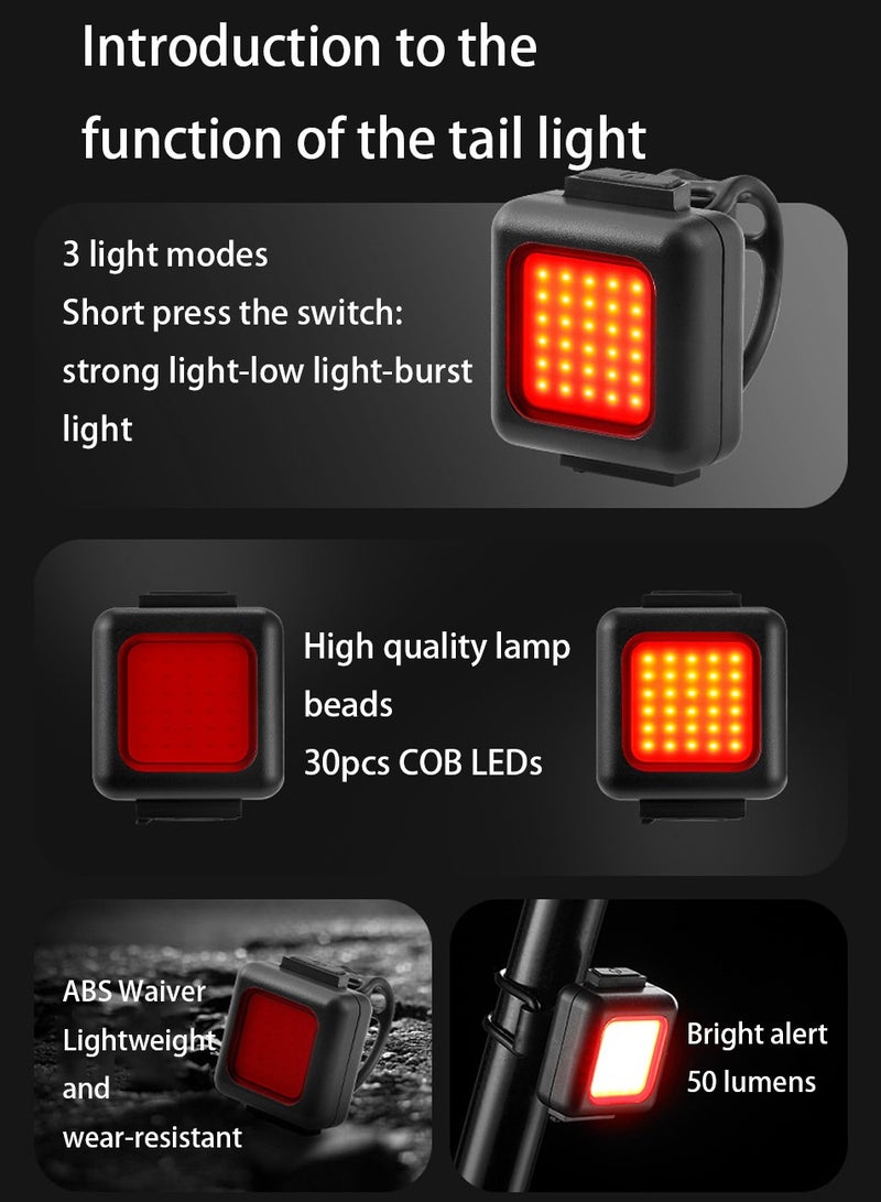 Bicycle Front and Rear Light Set: Type-C Rechargeable, Waterproof LED for Night Riding - Image 3