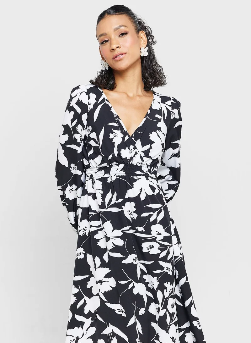 ELLA Floral Print Midi Dress