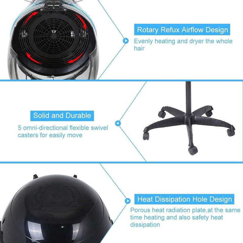woobles Stand Dry Hood for Hairstyling, 1000W Hair Dryer Steamer Wi Stand Dry Hood for Hairstyling - Image 4