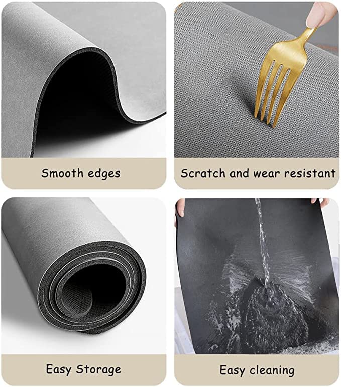Snivy Snivy Dish Drying Diatomaceous Earth Mat Absorbent Drip Protector Drainer Modern Retro Coffee Bar Pad Sink Draining Board Mat for Kitchen Bathroom 30 40 cm  - Image 4