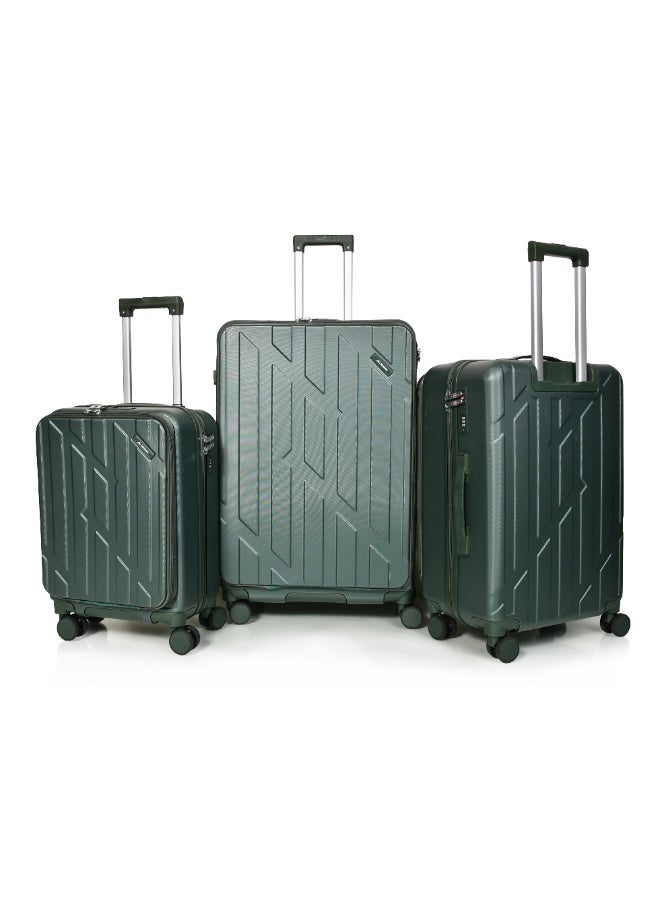 مورانو شنط سفر من مورانو للجنسين بجيب أمامي مجموعة من 3 قطع طقم حقائب سفر أخضـر غامـق مقاسات 28''-24''-20'' إنش - Image 2