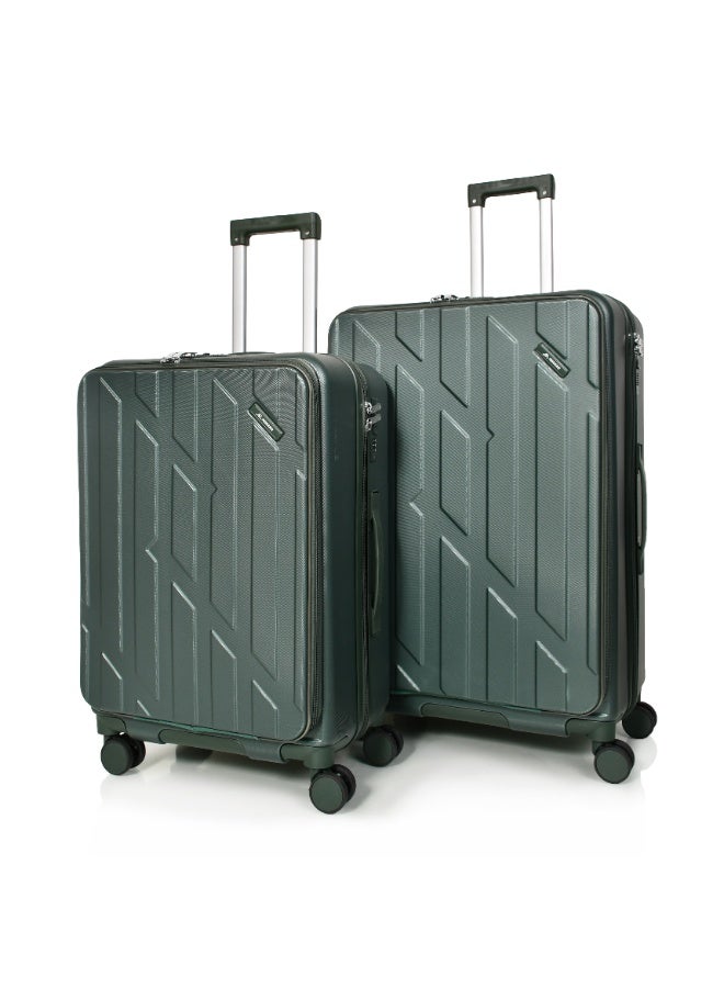 مورانو شنط سفر من مورانو للجنسين بجيب أمامي مجموعة من 3 قطع طقم حقائب سفر أخضـر غامـق مقاسات 28''-24''-20'' إنش - Image 3