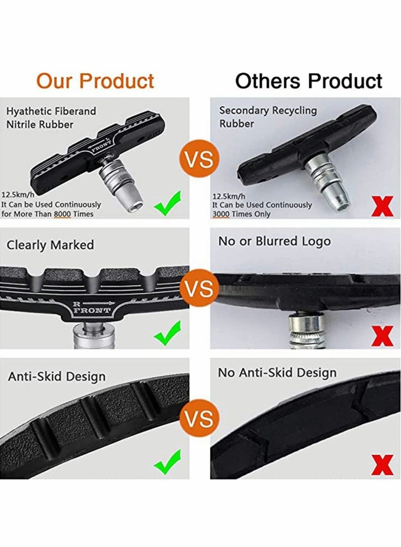 كابتن تيك 4PCS Premium Bike Brake Pads Professional Mountain and Road Bicycle V-Brake Pads Bike Brake blocks Kit No Noise No Skid Bicycle Silent Brake Pads Hard Wearing Material Humanize Design - Image 3