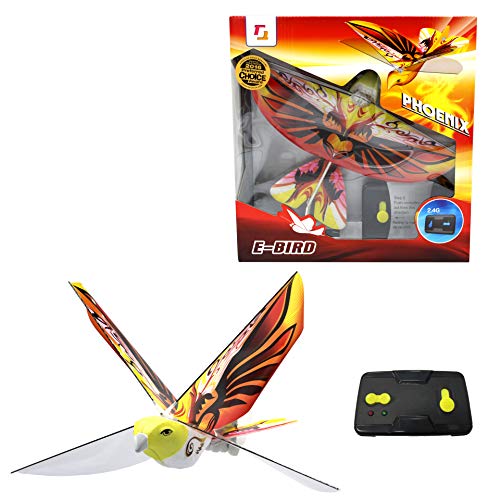 MUKIKIM eBird Orange Phoenix Flying RC Bird Drone Toy for Kids IndoorOutdoor Remote Control Bionic Flapping Wings Bird Helicopter USB Recharging - Image 1