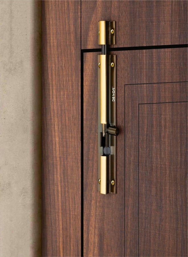 Devos Royal Minimalist Antique Aluminium Single Door Fittings Set | Hardware Accessories Kit, Brass Antique Finish | 1 Big Aldrop 10'',2 Handles 6'',1 Latch 7'',1 Stopper 6 - Image 5