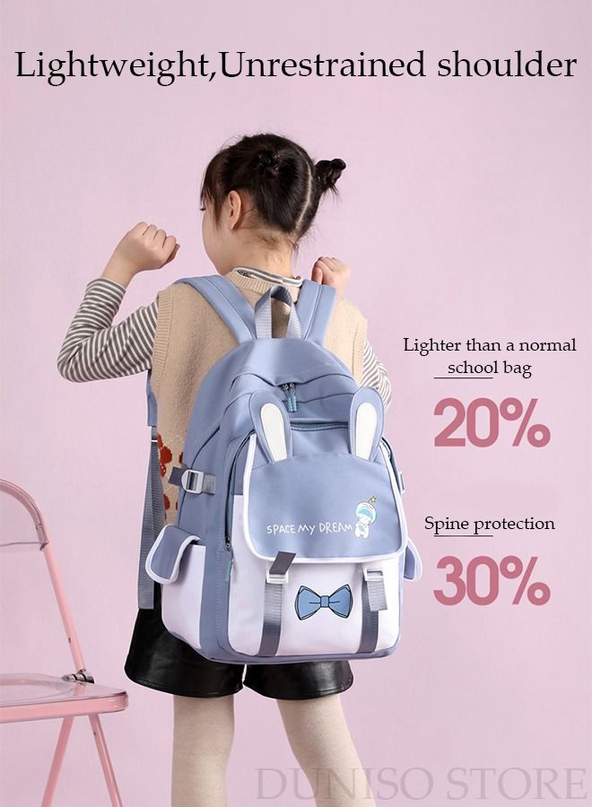 DUNISO Girl's School Backpack with Pencil Case Waterproof Book Bag with Compartments for Teen Girl Kid Students Elementary School Kids' School Bag With Large Capacity - Image 2