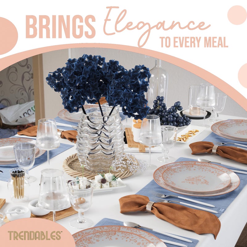 Trendables Disposable Plates For Party Supplies | Pink Floral Plastic Plates For Wedding 40 Pcs - 20 X 8 & 20 X 10 Dinner Plate Sets | Floral Plate Set Disposable Plastic Dinnerware Sets - Image 5