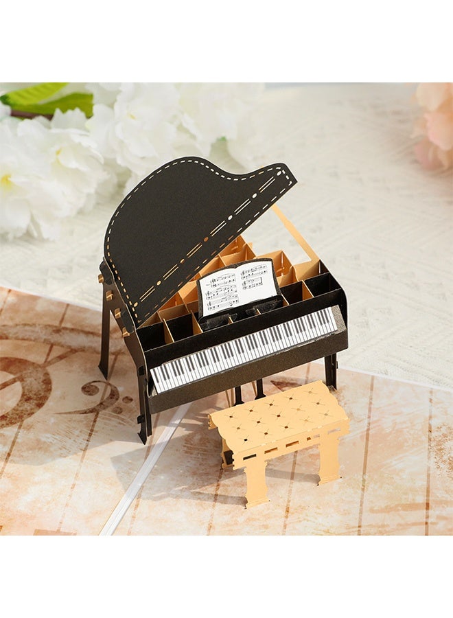 بطاقة بيانو ثلاثية الأبعاد منبثقة لجميع المناسبات - عيد ميلاد سعيد، تخرج، عيد الأب، عيد الأم، تهنئة، تقاعد، شكر - للموسيقيين، المعلمين، هدية لعشاق الموسيقى - Image 3