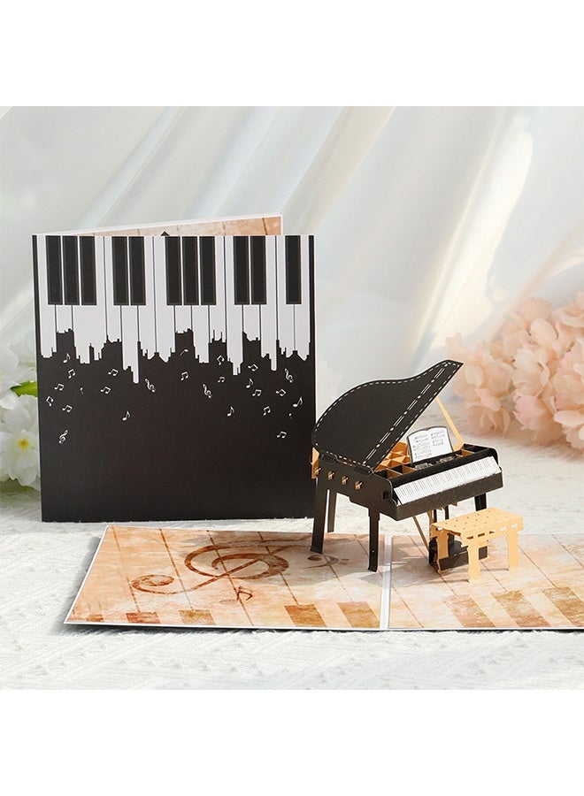 بطاقة بيانو ثلاثية الأبعاد منبثقة لجميع المناسبات - عيد ميلاد سعيد، تخرج، عيد الأب، عيد الأم، تهنئة، تقاعد، شكر - للموسيقيين، المعلمين، هدية لعشاق الموسيقى - Image 1
