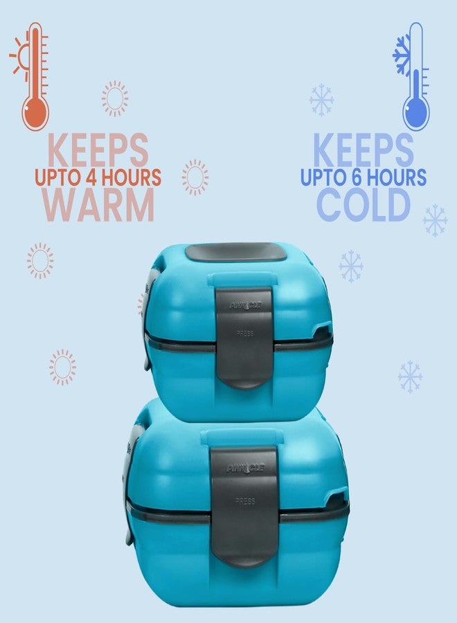 بيناكل علبة غداء معزولة مانعة للتسرب من بيناكل للأطفال/الكبار - علبة غداء حرارية من الفولاذ المقاوم للصدأ للمدرسة، طقم من مقاسين (أزرق، 16-32 أونصة) - Image 3