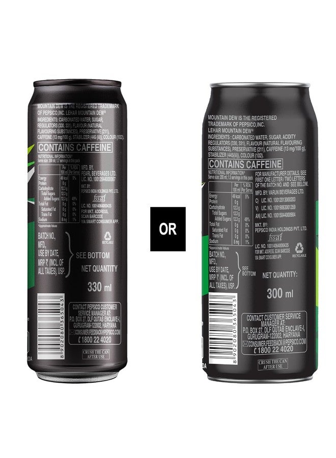 Mountain Dew Soft Drink, 300/330 ml(weight may vary) - Image 2