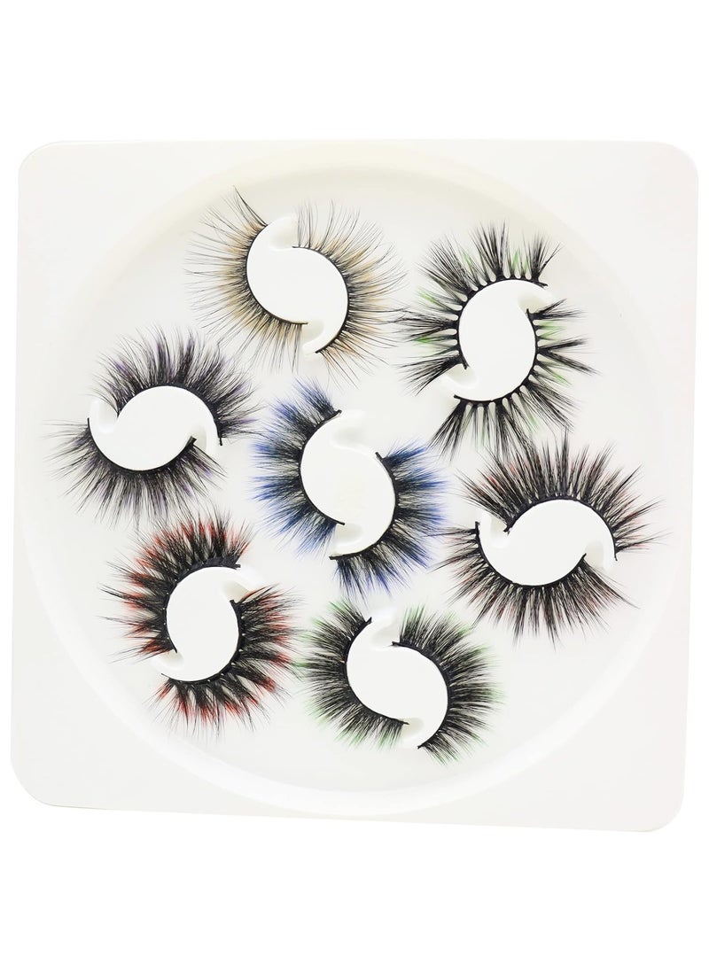 DAODER DAODER False Eyelashes Hybrid Colored Lashes Wispy Fake Lashes Natural Look Faux Mink Lashes 15mm Long Cosplay Costume Eye Lashes Multipack 7 Pairs 