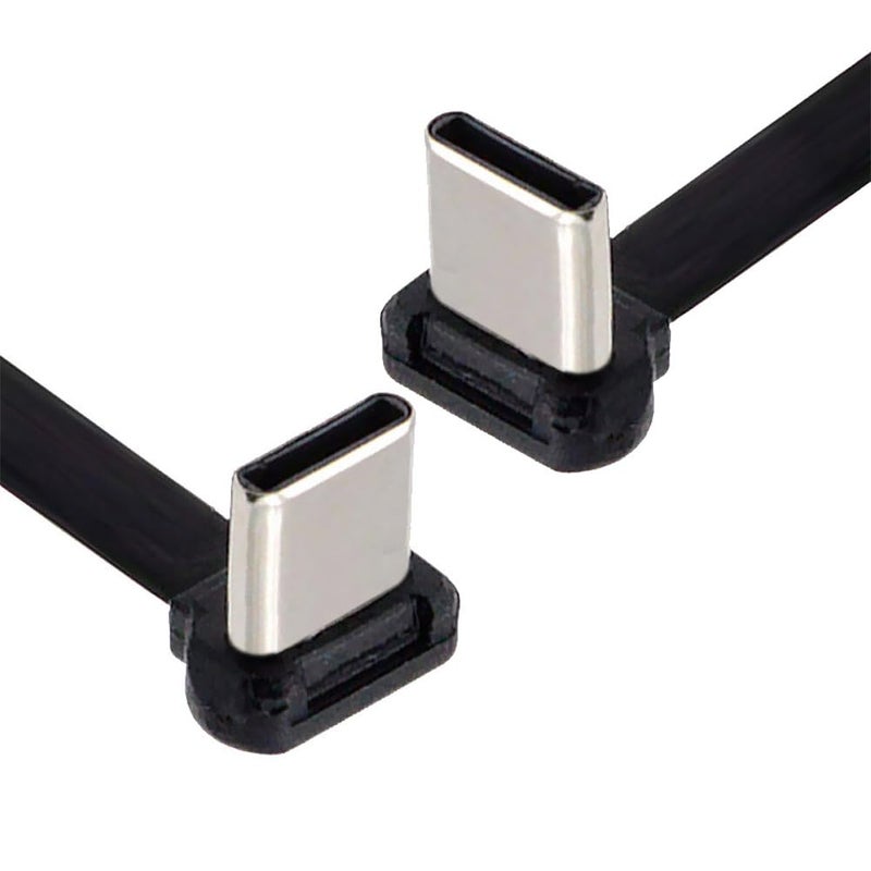 NFHK USB-C Type C to USB-C Ultra Slim Flat Power USB2.0 Data Cable Angled Connector 65W Fast Charge for Laptop Tablet Phone - Image 1