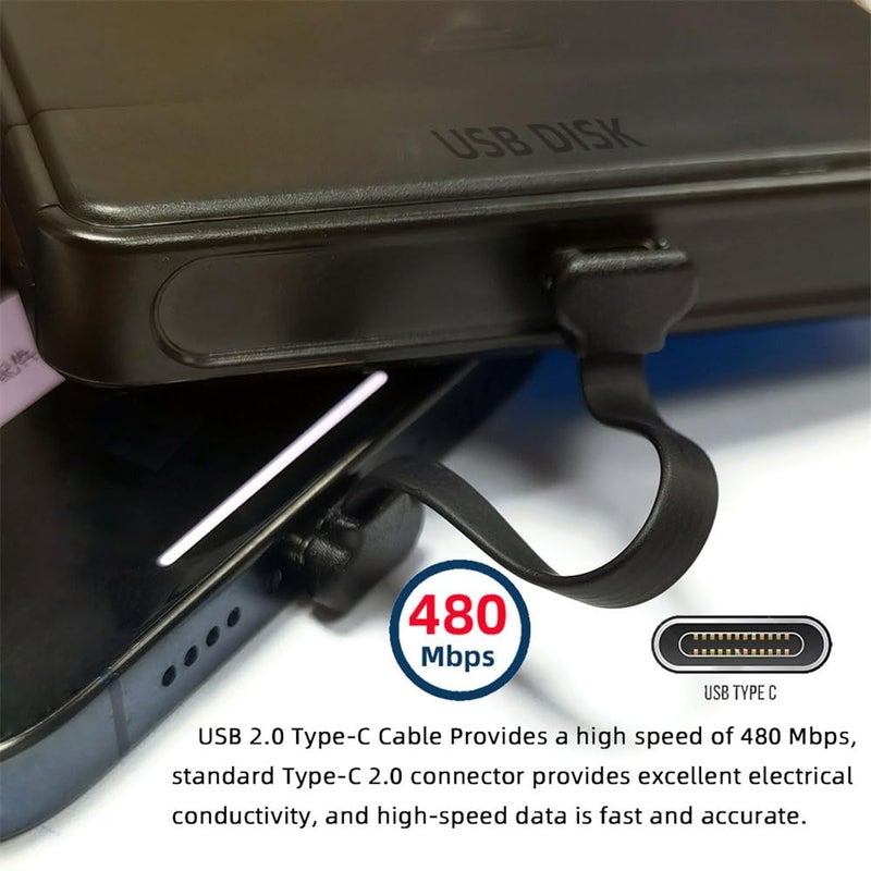NFHK USB-C Type C to USB-C Ultra Slim Flat Power USB2.0 Data Cable Angled Connector 65W Fast Charge for Laptop Tablet Phone - Image 5
