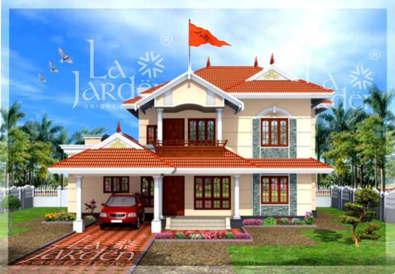 La Jarden® Bajrangbali with mountain flag 26x40 inches Medium size | Jai Shree Ram Printed Bhgwa Dhwaj carrying mountain | Pataka Religious | Spiritual Celebration Purpose Orange color | Saffron | Temple flag (Fluorescent Orange) - Image 4