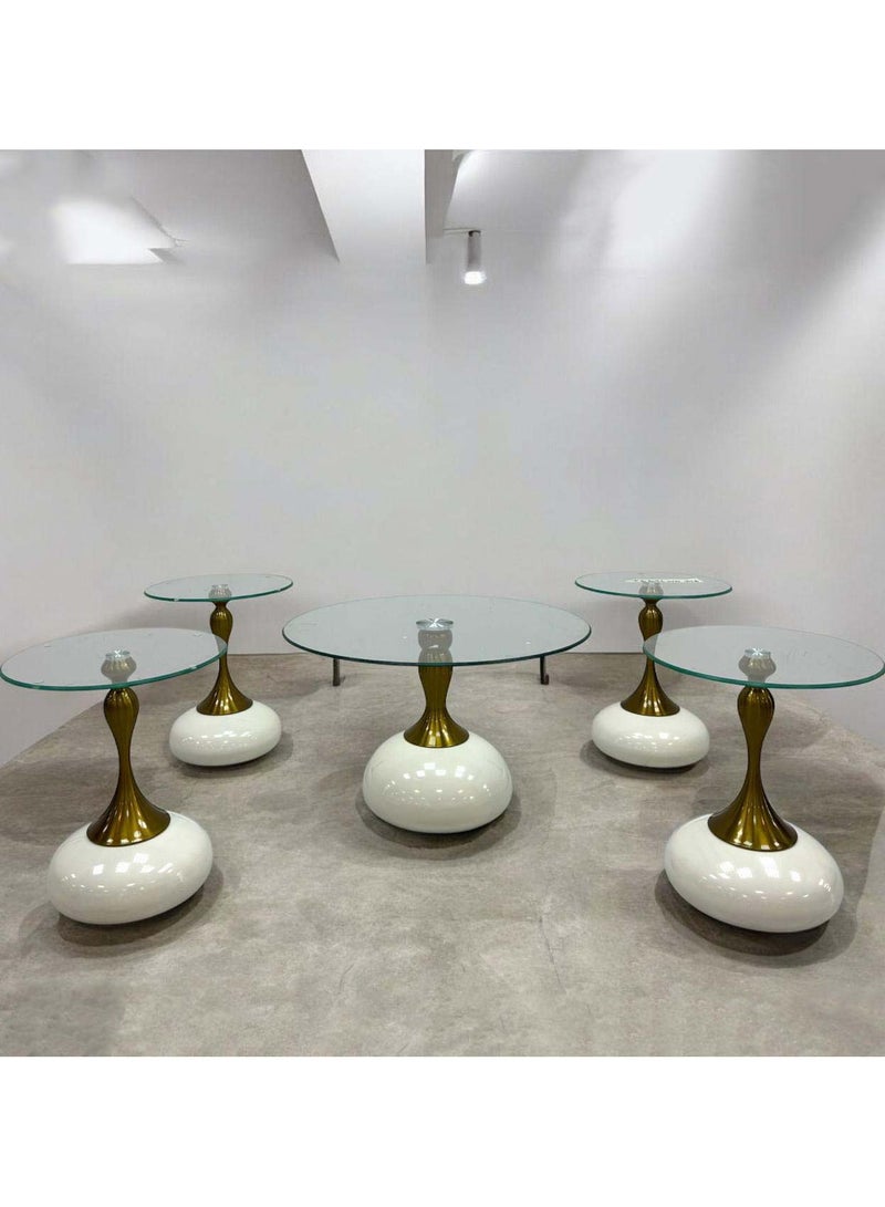 5 Piece Coffee Table Set Glass Top