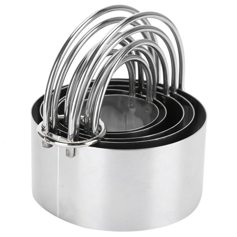 5PCS/Set Biscuits Cutter Stainless Steel Round Cookies Cutter with Handle Baking Dough Tools - Image 2