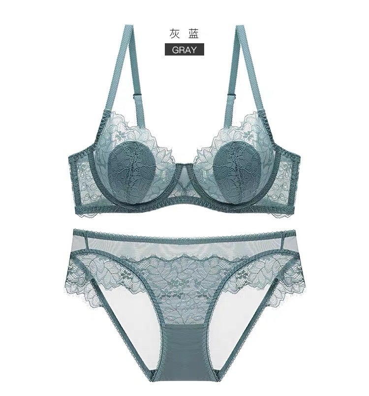 Lace Underwear Women'S Pure Attraction Rabbit Ears Push-Up Big Chest Small Ultra-Thin Plus Size Bra Suit - Image 1