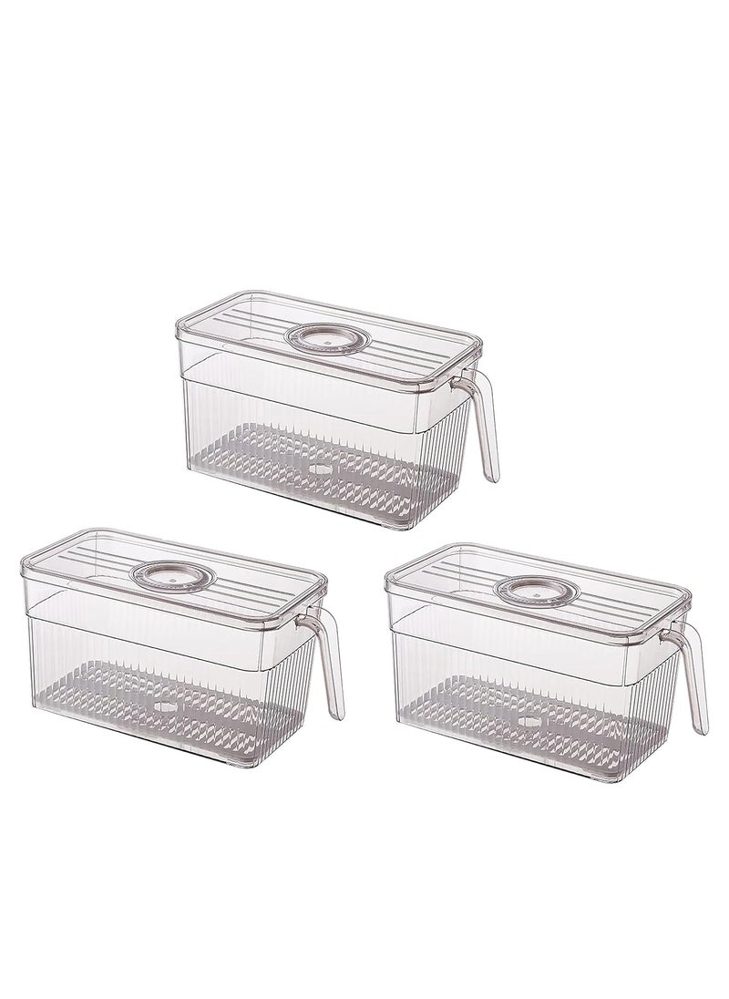 HOUSE OF QUIRK - House of Quirk Acrylic Refrigerator Organizer Bins With Lid,Fridge Bins Food Storage Containers For Veggie,Fruit,Lettuce&Salad,Bpa-Free Stackable Fridge Organizer (Pack Of 3,White,25 x 13 x 13 cm) - Image 1