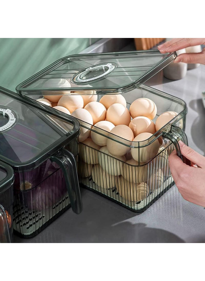 HOUSE OF QUIRK - House of Quirk Acrylic Refrigerator Organizer Bins With Lid,Fridge Bins Food Storage Containers For Veggie,Fruit,Lettuce&Salad,Bpa-Free Stackable Fridge Organizer (Pack Of 3,White,25 x 13 x 13 cm) - Image 1