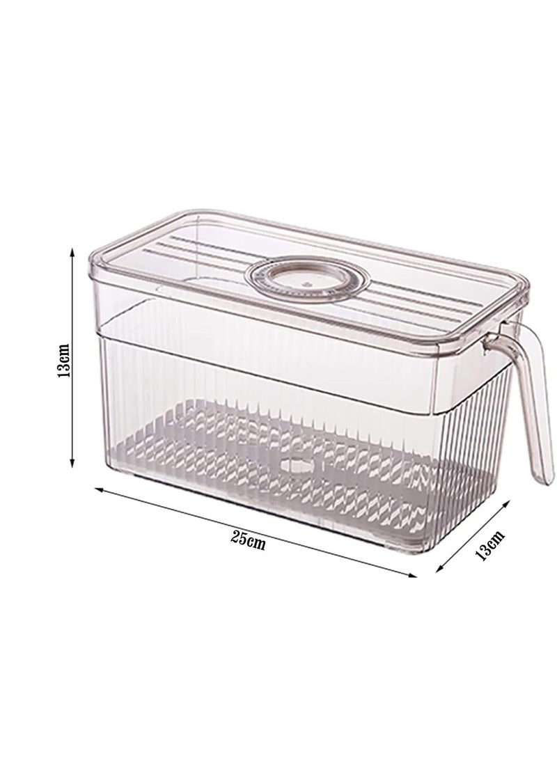 HOUSE OF QUIRK - House of Quirk Acrylic Refrigerator Organizer Bins With Lid,Fridge Bins Food Storage Containers For Veggie,Fruit,Lettuce&Salad,Bpa-Free Stackable Fridge Organizer (Pack Of 3,White,25 x 13 x 13 cm) - Image 1