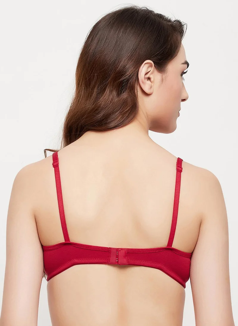 Clovia Maroon Clovia Non-Padded Non-Wired Full Coverage T-shirt Bra in Maroon - Cotton Rich for Women | Best Price UAE
