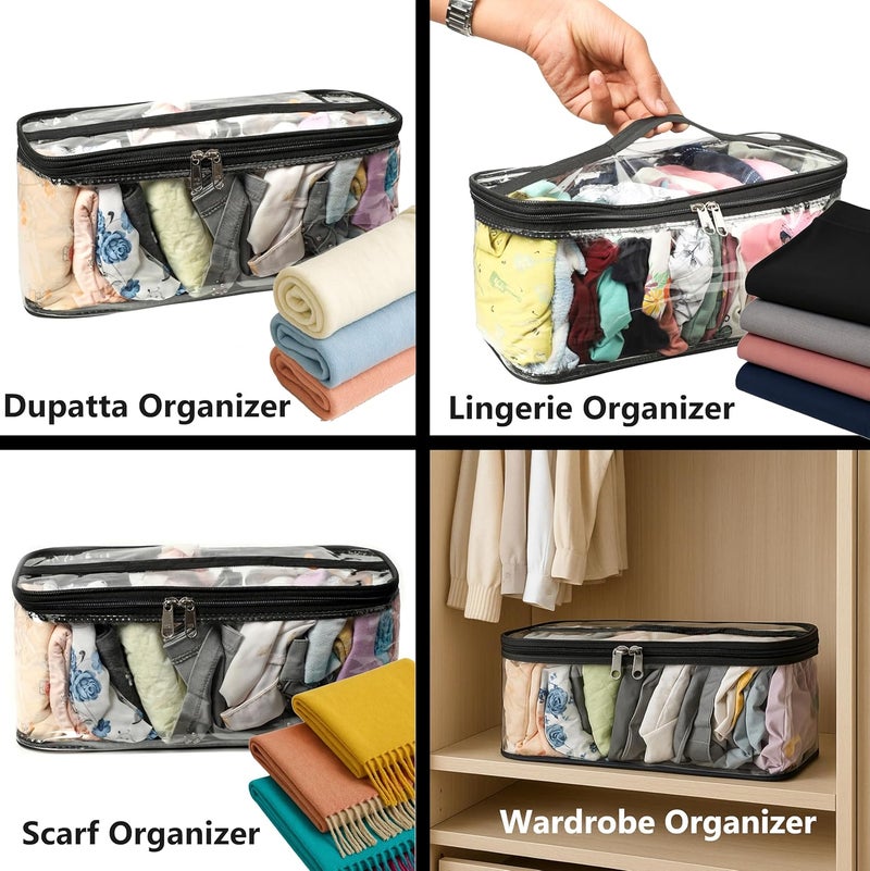 GROFFY Drawer Organizers for Underwear, Innerwear Organizer Legging Storage Bag Dupatta Organizer Bag, Storage Organizer Pouch, Wardrobe Organizer and Space Saver,Undergarment Organiser (SET OF 6) - Image 5