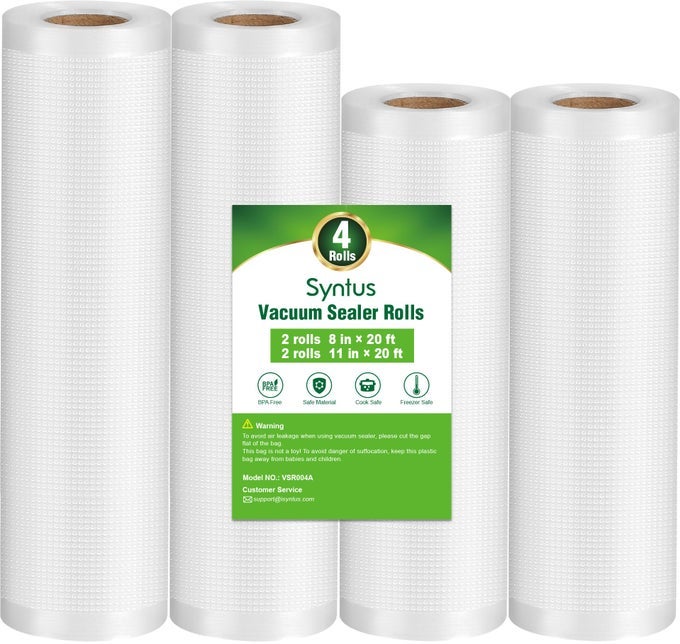VACUUM SEALER BAGS 4 PACK 2 ROLL 11 X 20 AND 2 ROLL 8 X 20 COMMERCIAL GRADE BPA FREE BAG ROLLS FOOD VAC BAGS FOR STORAGE MEAL PREP OR SOUS VIDE