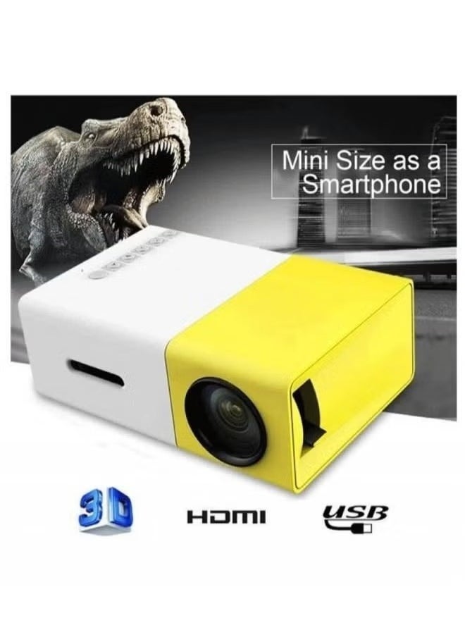 Gulf Trend جهاز عرض صغير بدقة عالية 1080P LED للسينما المنزلية - جهاز عرض LED عالي الدقة مع فتحات USB و SD و AV و HDMI – مدمج، محمول وأنيق (أصفر) - Image 2
