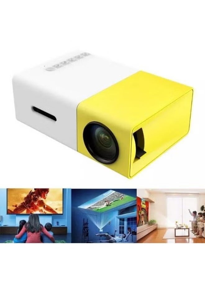 Gulf Trend جهاز عرض صغير بدقة عالية 1080P LED للسينما المنزلية - جهاز عرض LED عالي الدقة مع فتحات USB و SD و AV و HDMI – مدمج، محمول وأنيق (أصفر) - Image 3