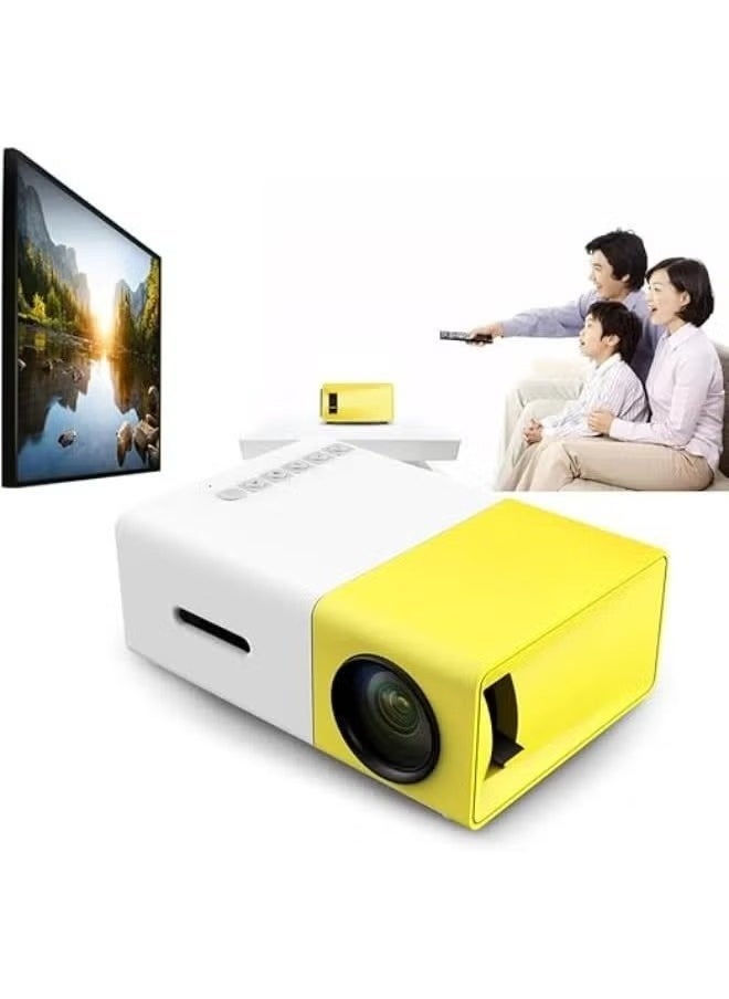 Gulf Trend جهاز عرض صغير بدقة عالية 1080P LED للسينما المنزلية - جهاز عرض LED عالي الدقة مع فتحات USB و SD و AV و HDMI – مدمج، محمول وأنيق (أصفر) - Image 1