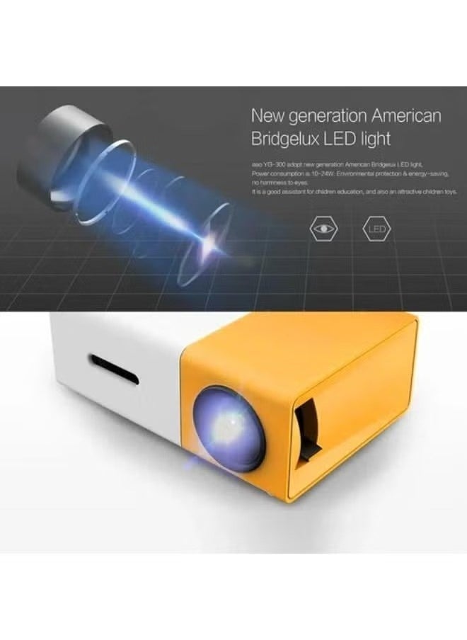 Gulf Trend جهاز عرض صغير بدقة عالية 1080P LED للسينما المنزلية - جهاز عرض LED عالي الدقة مع فتحات USB و SD و AV و HDMI – مدمج، محمول وأنيق (أصفر) - Image 5