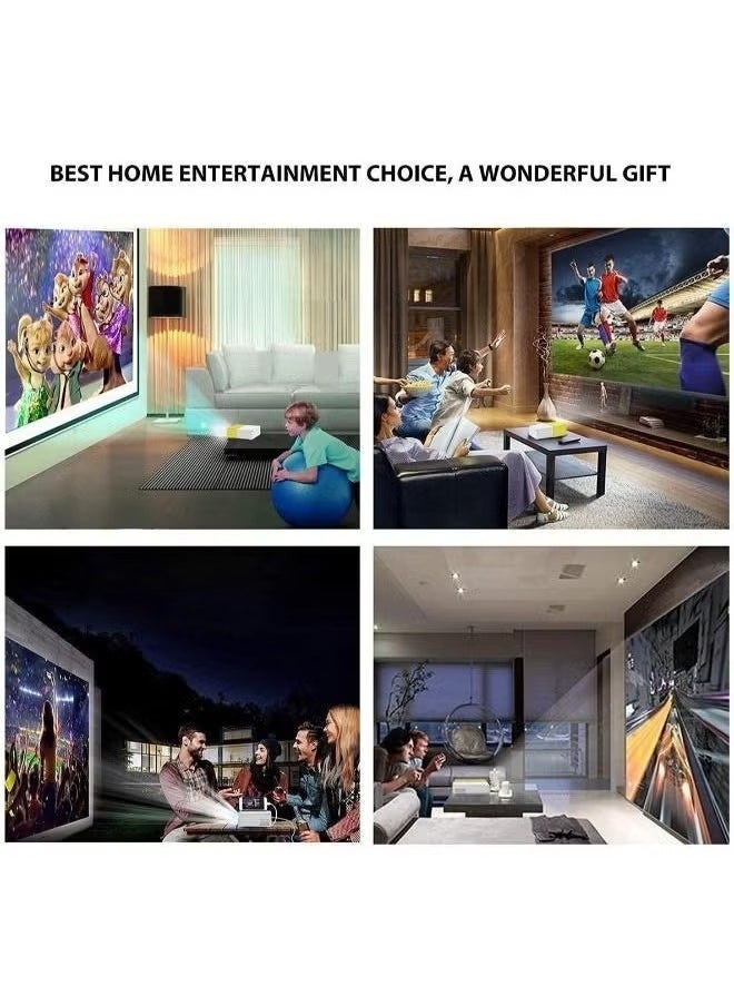 Gulf Trend جهاز عرض صغير بدقة عالية 1080P LED للسينما المنزلية - جهاز عرض LED عالي الدقة مع فتحات USB و SD و AV و HDMI – مدمج، محمول وأنيق (أصفر) - Image 4