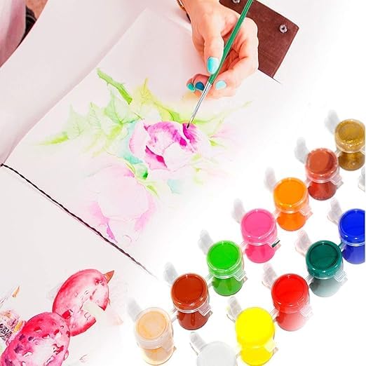 Freedy Combo 12 Painting Brush (6 Round + 6 Flat)+ Color Plate for Drawing Kids-g - Image 4
