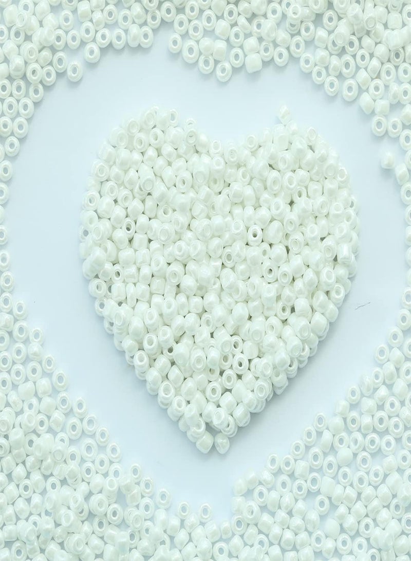 GGOOT Bulk 4mm White Pearl Seed Beads for Jewelry Making 110 grams About 160pcs,6/0 Glass Craft Beads for Making Earrings, Bracelets, Pendants, Waist Jewelry, DIY Handmade Seed Beads  - Image 1