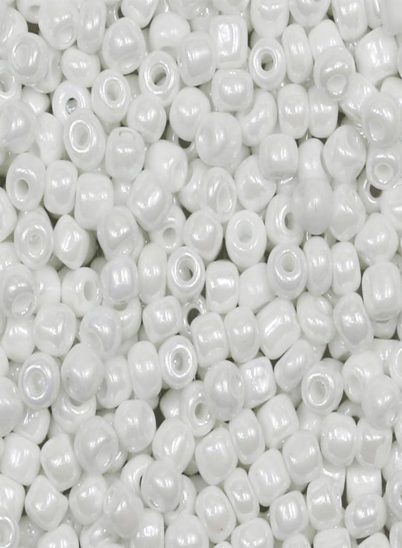 GGOOT Bulk 4mm White Pearl Seed Beads for Jewelry Making 110 grams About 160pcs,6/0 Glass Craft Beads for Making Earrings, Bracelets, Pendants, Waist Jewelry, DIY Handmade Seed Beads  - Image 2