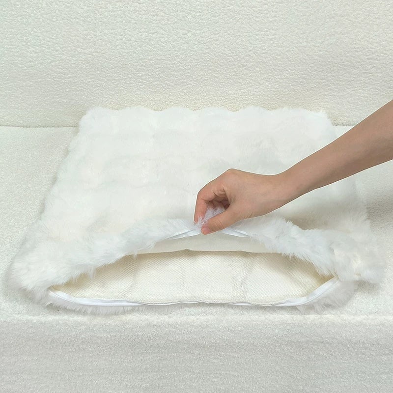 Double-sided imitation rabbit plush pillow, light luxury pillow, large backrest cushion, living room sofa pillow, pillowcase without core, high-end feeling - Image 2