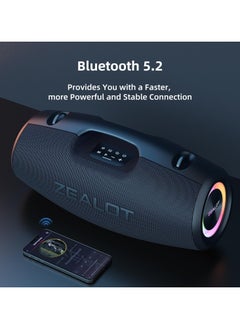 Zealot ZEALOT S78 Bluetooth Speaker, 120W Loud Bluetooth Box with Bass, IPX6 Waterproof, Music Box with Light, Power Bank, Bluetooth 5.2, Outdoor Speaker, Large Speaker for Camping, Beach, Gifts Black  - Image 4
