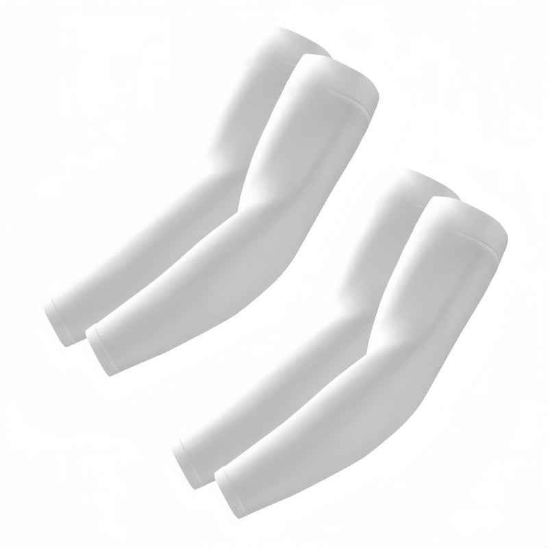ROXUN 2 Pairs Arm Sleeves, Cooling UV Sun Protection Sports Compression for Men/Women 2 White - Image 1