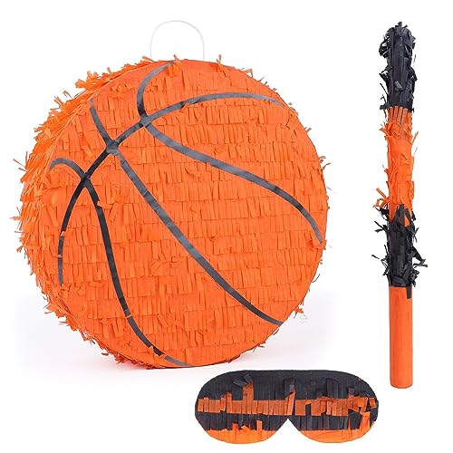 Birchio Basketball Pinata Bundle with a Blindfold and Bat13 x 13 x 4 InchesSoccer Ball Pinata for Birthday Party Boys Perfect for Birthday Party Sport Theme Party Decoration - Image 1
