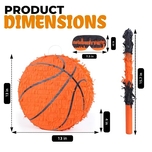 Birchio Basketball Pinata Bundle with a Blindfold and Bat13 x 13 x 4 InchesSoccer Ball Pinata for Birthday Party Boys Perfect for Birthday Party Sport Theme Party Decoration - Image 5