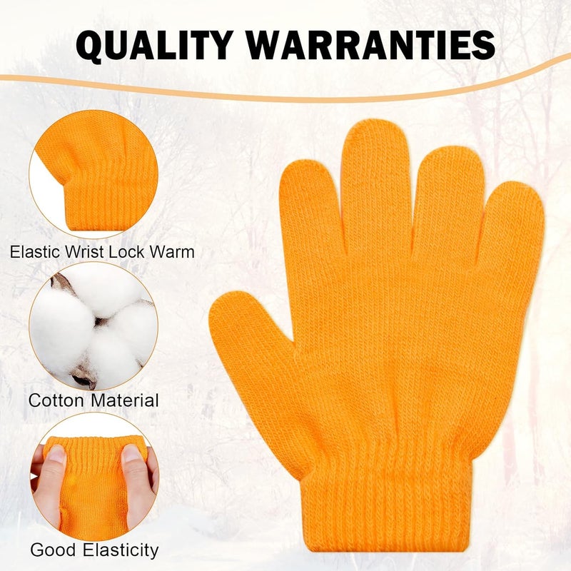 ONESING 3-24 Pairs Winter Knit Gloves for Kids - White Finger Gloves for Boys and Girls - Image 2