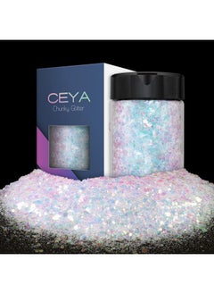 Chunky Glitter, 4.9Oz/ 140G Iridescent White Craft Glitter Powder Mixed Fine Metallic Nail Sequins Flakes For Epoxy Resin, Diy Crafts Tumblers Painting, Scrapbooking, Christmas Decor - pzsku/ZDAB1C6F0DDA97F7711E2Z/45/_/1734347793/758e421c-69d6-4649-bfed-4decf0dfc753