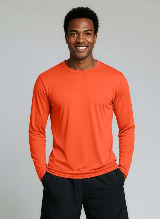 REALESSENTIALS 4 Pack: Men's Dry-Fit Moisture Wicking Performance Long Sleeve T-Shirt, UV Sun Protection Outdoor Active Top, Set J, L - Image 2