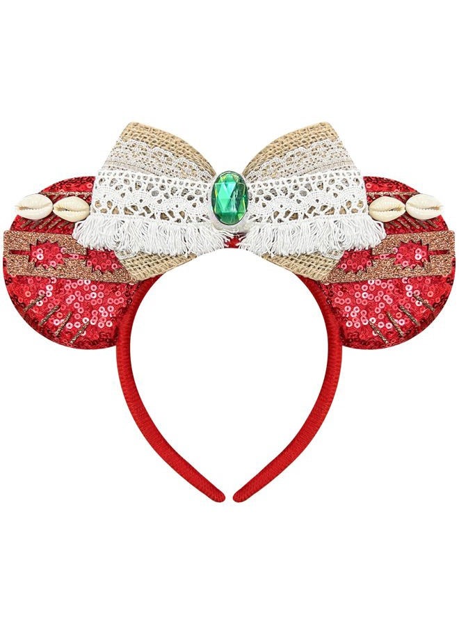 Bmobuo Mouse Ears Headband - Red Ocean Headband for Women, Cosplay Headwear for Princess, Hawaii, Birthday - Image 1
