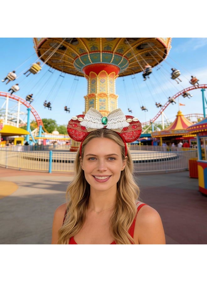 Bmobuo Mouse Ears Headband - Red Ocean Headband for Women, Cosplay Headwear for Princess, Hawaii, Birthday - Image 3