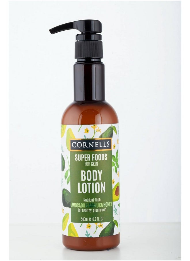 CORNELLS - Super Food Avocado & Manuka Honey Body Lotion 500Ml | For Healthy Plump Skin | Nutrientrich | For Men And Women - Image 1