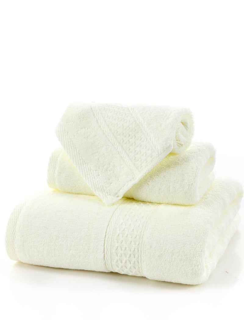 MileMelo 3 Piece Premium Cotton Towel Set 1 Face Washcloth, 1 Hand Towel, 1 Bath Towel, Quick Dry, Breathable & Highly Absorbent Towels, Ultra Soft Towels Ideal for Daily Use Beige  - Image 1