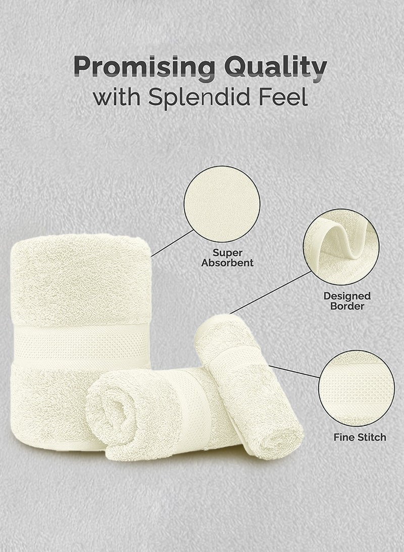 MileMelo 3 Piece Premium Cotton Towel Set 1 Face Washcloth, 1 Hand Towel, 1 Bath Towel, Quick Dry, Breathable & Highly Absorbent Towels, Ultra Soft Towels Ideal for Daily Use Beige  - Image 2